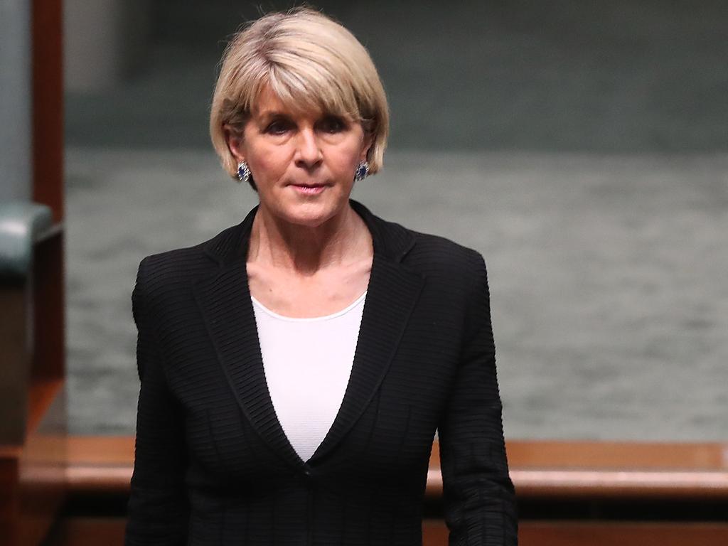 Julie Bishop in the House of Representatives Chamber at Parliament House in Canberra. Picture Kym Smith