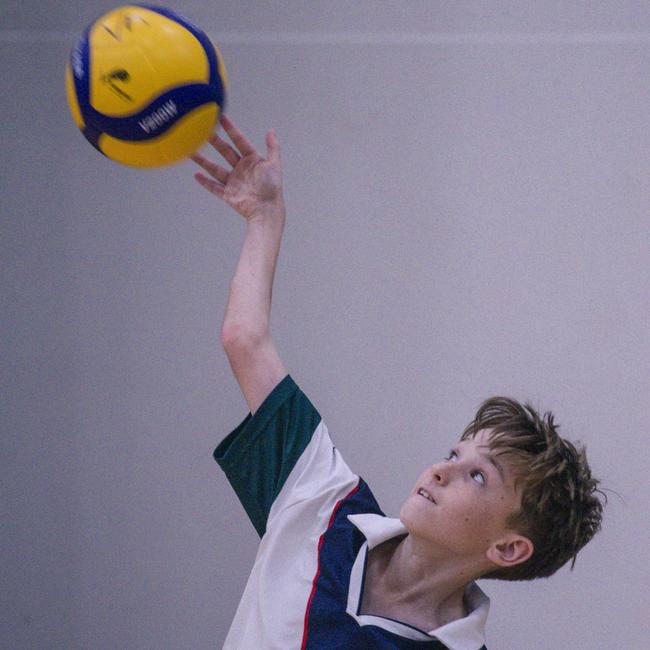 Kipton Nash as St Peters V Craigsleigh in the Australian Volleyball Schools Cup is being played at the Gold Coast Sports and Leisure Centre in Carrara. Picture: Glenn Campbell