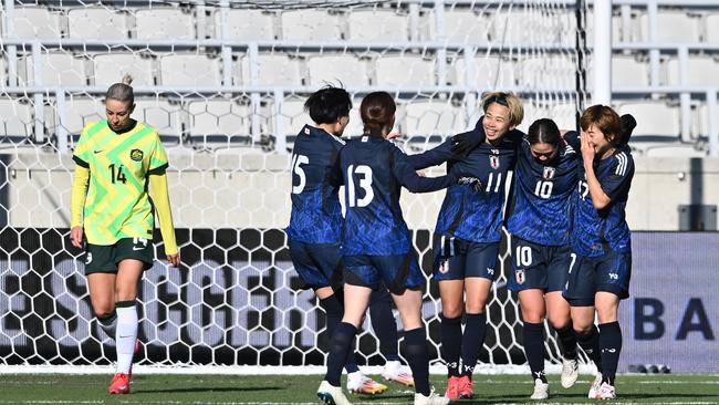 There was nothing to celebrate for the Matildas. Photo by Maria Lysaker/Getty Images