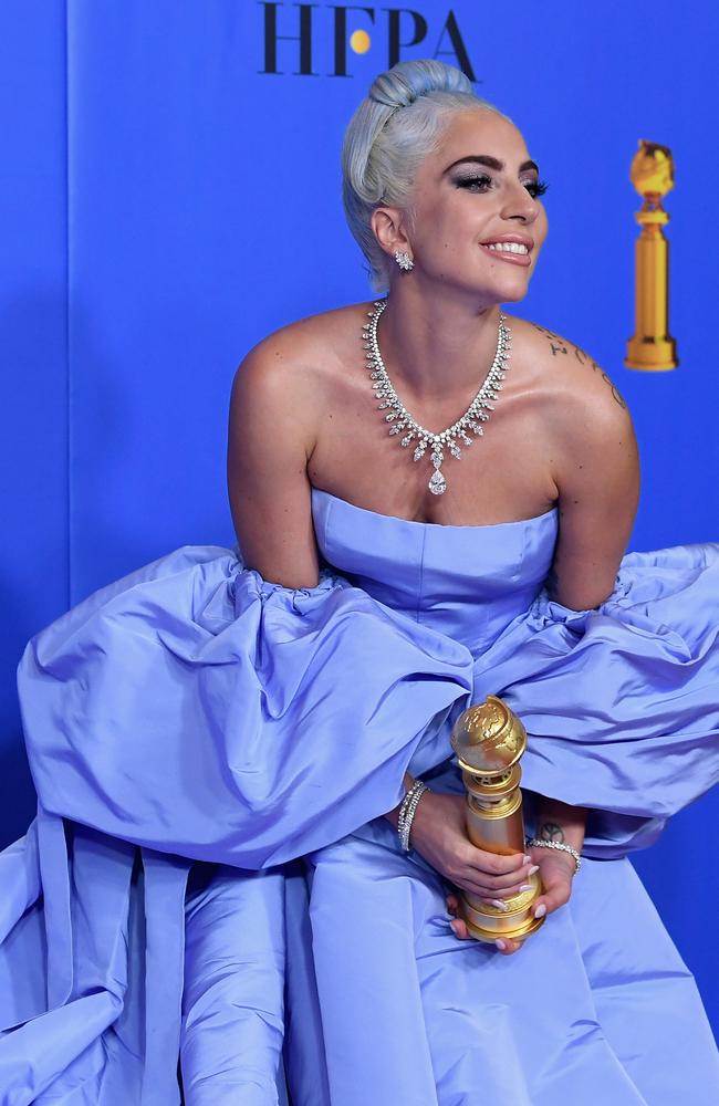 Lady Gaga, with the Golden Globe for Best Original Song - Motion Picture for Shallow. Picture: Getty Images 