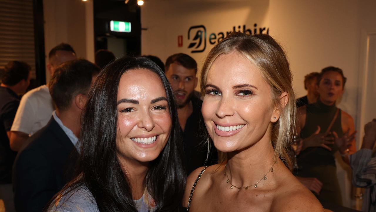 Jen Machado and Angela Simson at the Earlibird AI launch for Gold Coast at Large. Picture, Portia Large.