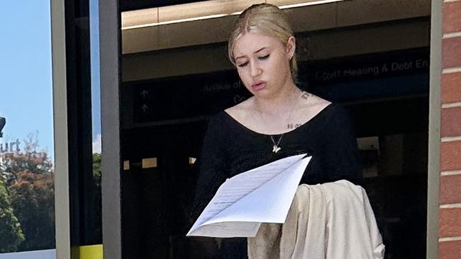 Rosewater tobacco shop manager Sophie Amanda Elsom-Tucker leaves Port Adelaide Magistrates Court. Picture: Natalie Vikhrov