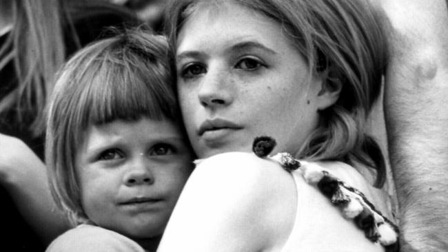 Marianne Faithfull in 1969 with son Nicholas at a Rolling/Stones concert.