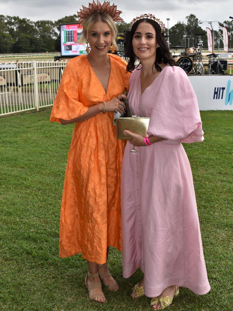Amy Mill and Juanita Peoples at The Archer race meeting at Callaghan Park, Rockhampton, on May 7, 2022.
