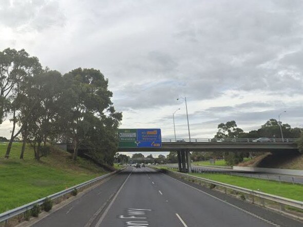 A pedestrian died at the scene after they were hit by a truck on the Frankston Fwy, near Seaford Rd about 5.30am Wednesday. Picture: Google Maps