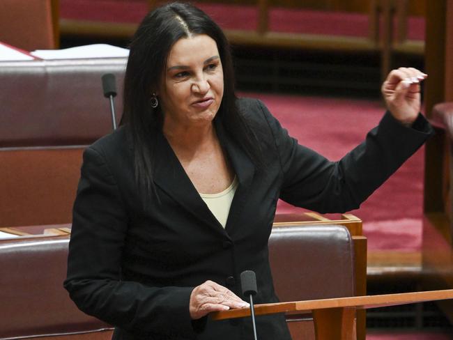 Senator Jacqui Lambie in the Senate on Tuesday night. Picture: NewsWire/Martin Ollman