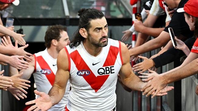 Swans coach John Longmire says Brodie Grundy’s physicality is instilling confidence in the side’s young midfield group. Picture: Quinn Rooney / Getty Images