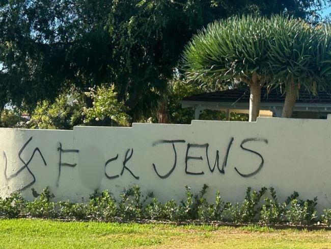 A swastika and the phrase “F*ck Jews” was spray painted on the front wall of a residence in Viking Road, Dalkeith.