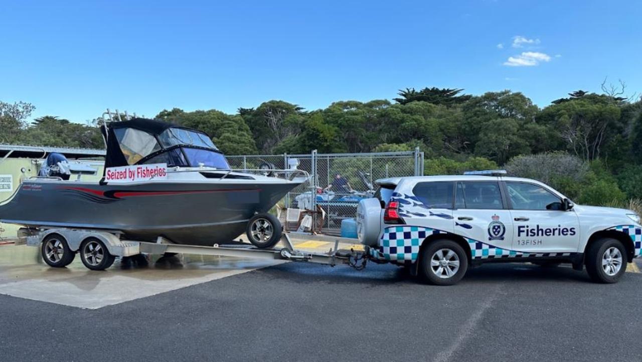 A boat seized by fisheries officers at Point Wilson with an illegal catch of abalone. Photo: Supplied.