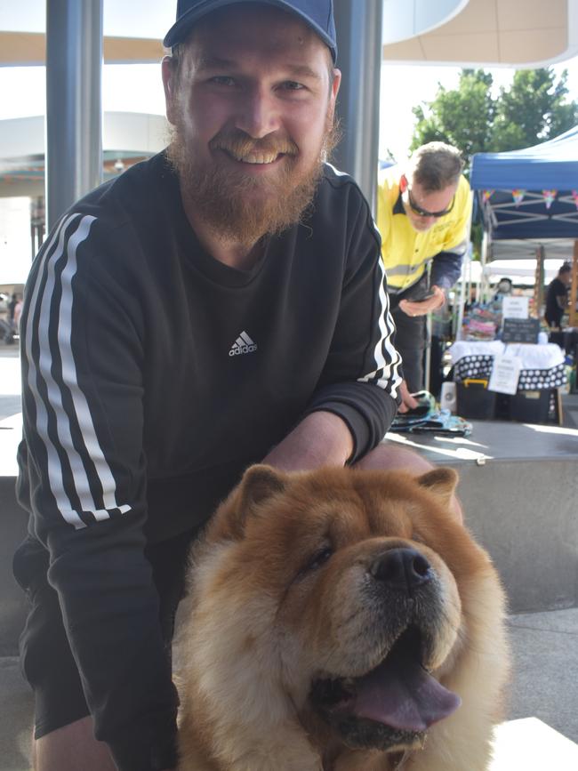 Ipswich 2023 Dog Day at Nicholas Street Precinct pictured is Corbin Robertson with dog Iggy