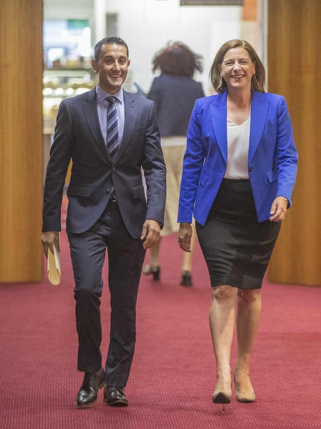 LNP's David Crisafulli and Deb Frecklington. Pic Peter Wallis