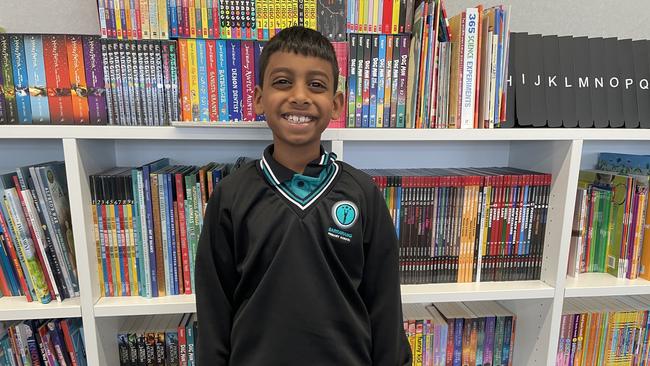 Daham, 8, said he felt really good about his first day at the new school. (Picture: Olivia Condous)