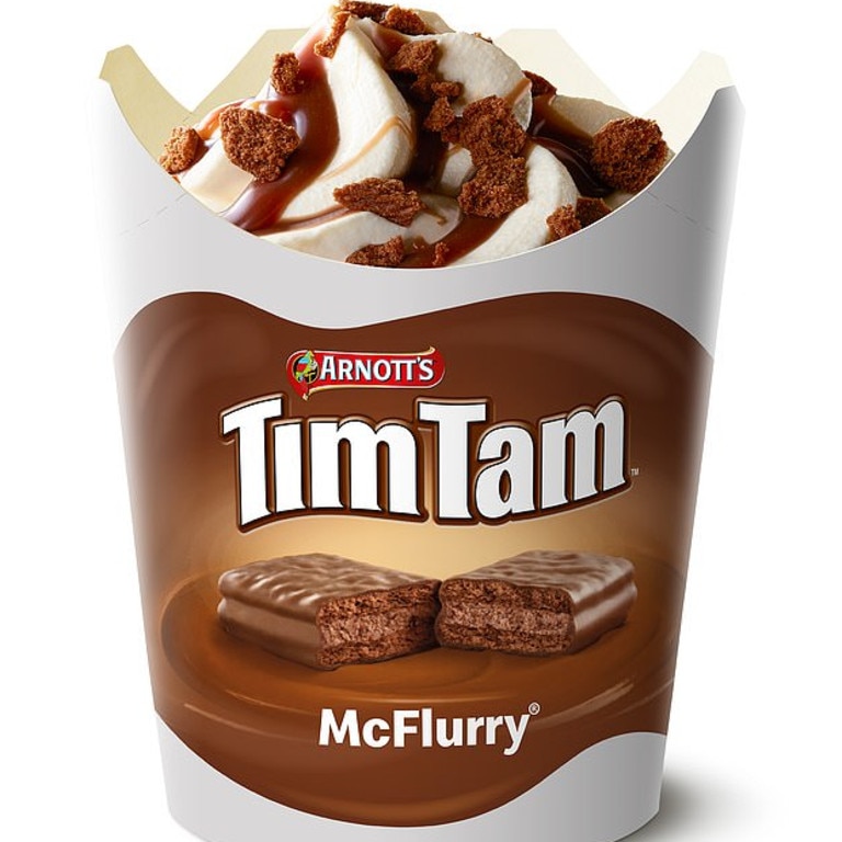 Macca’s and Arnott’s joined forces to give you the all-new Tim Tam MFlurry. Picture: Supplied