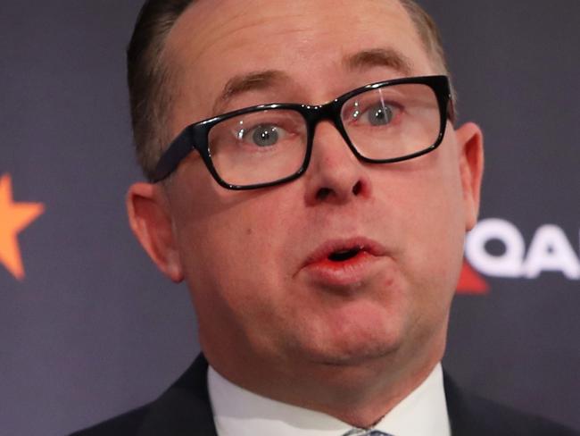 SYDNEY, AUSTRALIA - AUGUST 25: Qantas Group Chief Executive Officer Alan Joyce speaks during a press conference on August 25, 2022 in Sydney, Australia. Qantas Group Chief Executive Officer Alan Joyce was joined by Chief Financial Officer Vanessa Hudson during the Qantas Group full-year results announcement. Qantas has posted a loss of $1.86 billion for the 2022 financial year. (Photo by Lisa Maree Williams/Getty Images)