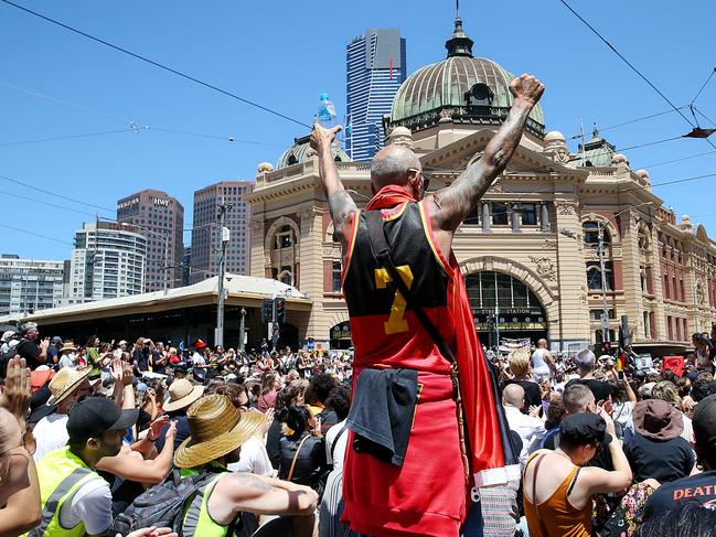 People in the crowd at what was dubbed the Invasion Day rally. Picture: Ian Currie