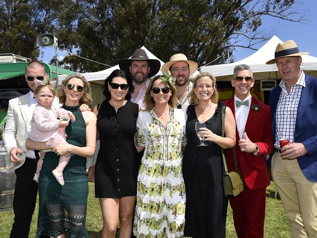 Casey, Bec, Tully, Lara, Ned Lauren, James, felicity, TR, Adam at the 2024 Seymour Cup. Picture: Andrew Batsch