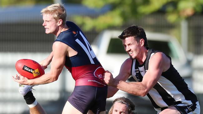 Sandhurst’s Lachlan Tardrew earlier this season. The Dragons have set the standard this year in the Bendigo league. Picture Yuri Kouzmin