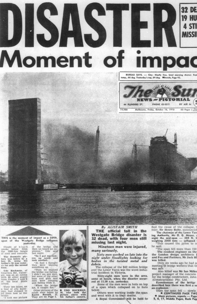 The front page of <span id="U61629587093FYG" style="font-weight:normal;font-style:italic;">The Sun News-Pictorial</span> the day after the disaster. Picture: News Limited