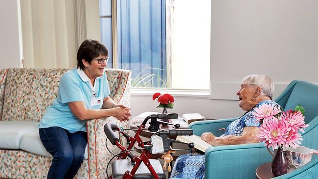 Janice Wilson, and resident Elma Miller, age 106, at Woolgoolga Aged Care Centre.