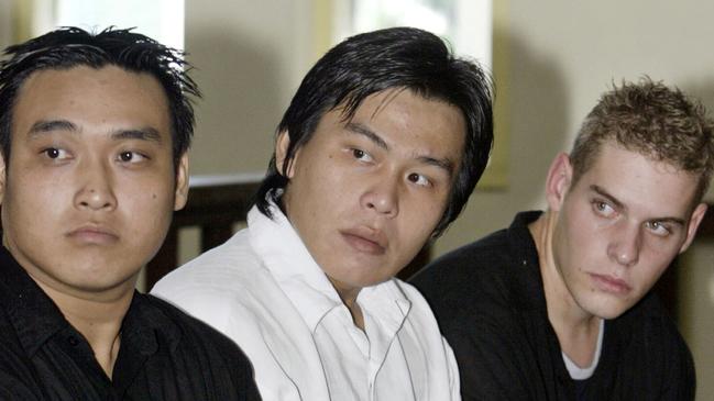 Bali Nine members Tan Duc Thanh Nguyen (L), Si Yi Chen (C) and Matthew Norman (R) pictured at an appeal in 2007. All three were given life sentences, and Nguyen has since died of stomach cancer. (AP Photo/Firdia Lisnawati)