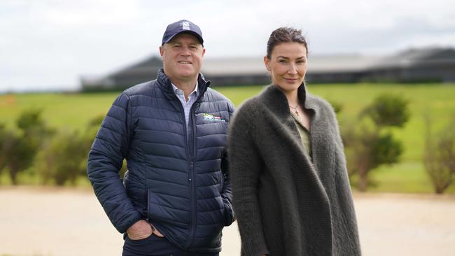 Trainer Danny O'Brien and wife Nina at their Barwon Heads training complex. Picture: Peter Ristevski