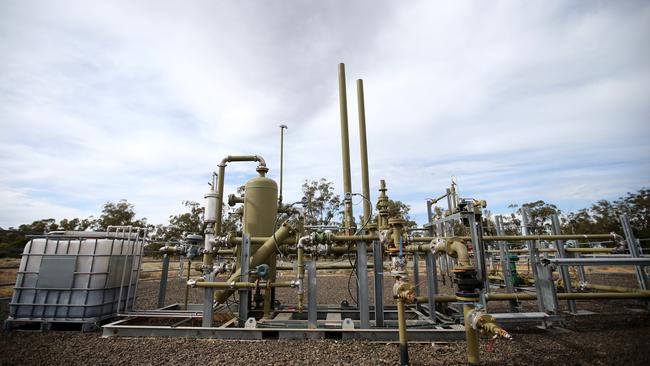 A gas well in Narrabri where Santos hopes to rapidly expand its production. Picture: Nathan Edwards