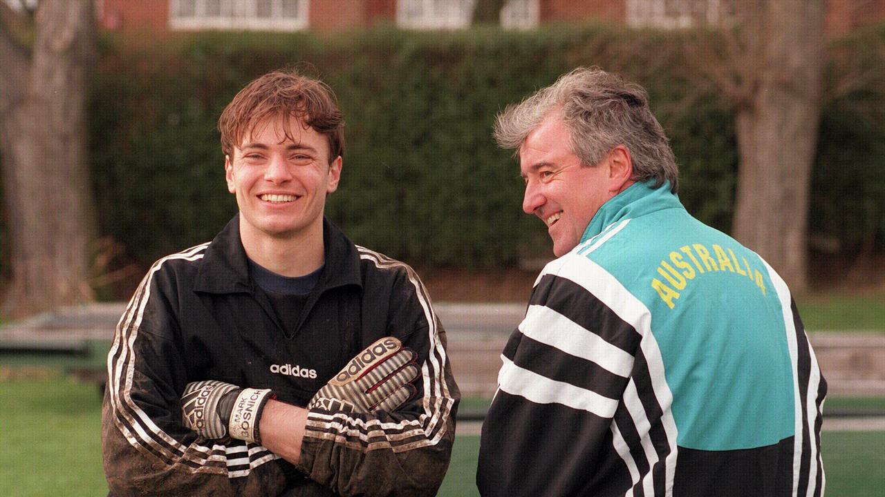 Bosnich, with former Socceroos manager Terry Venables, had a colourful career in club and national team football. Photo: Narelle Autio/soccer sport headshot