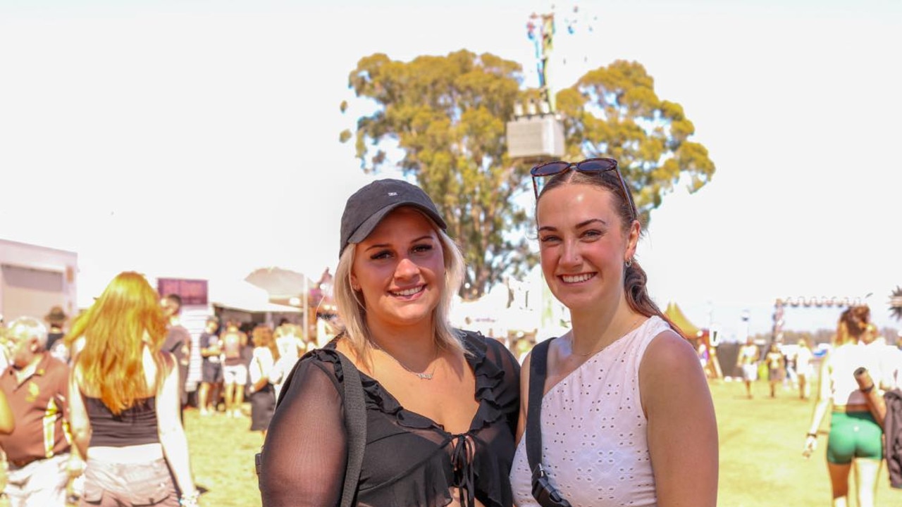 Party in the Paddock 2024. Laura Martelli and Ella Gorringe of Hobart. Picture: Stephanie Dalton