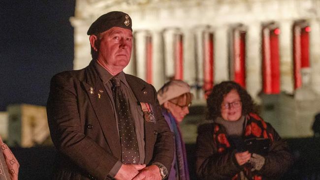 Victorians paid their respects at Victoria’s Shrine of Remembrance Dawn Service. Picture: David Geraghty