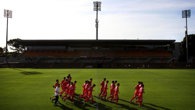 Members of the North Korea football team at Leichhardt.