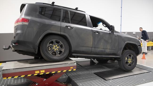 The articulation test rig at the new centre helps fine tune Toyota’s cars for Aussie conditions.