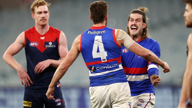 Melbourne and the Western Bulldogs will wear the same uniforms from round 19 in the AFL grand final. Picture: Michael Klein