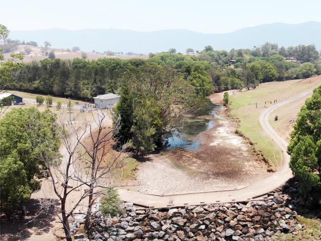 The Tyalgum Weir highlights the dire situation which many rural areas of the Tweed Shire are facing. The weir is virtually empty with the village requiring water to be carted in. Photo: SCOTT POWICK