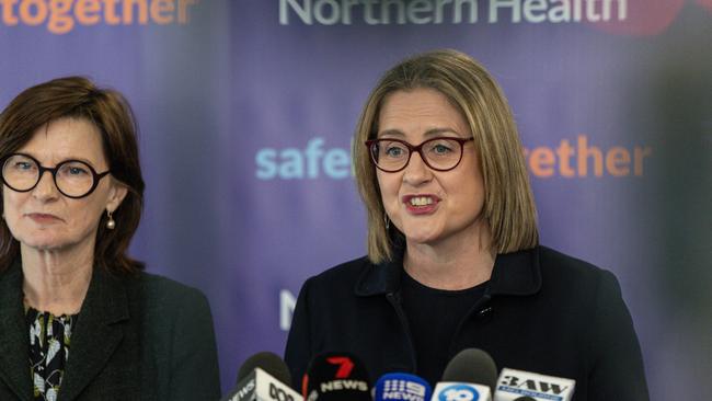 Jacinta Allan ruled out forced hospital mergers after the health services plan was released. Picture: Diego Fedele