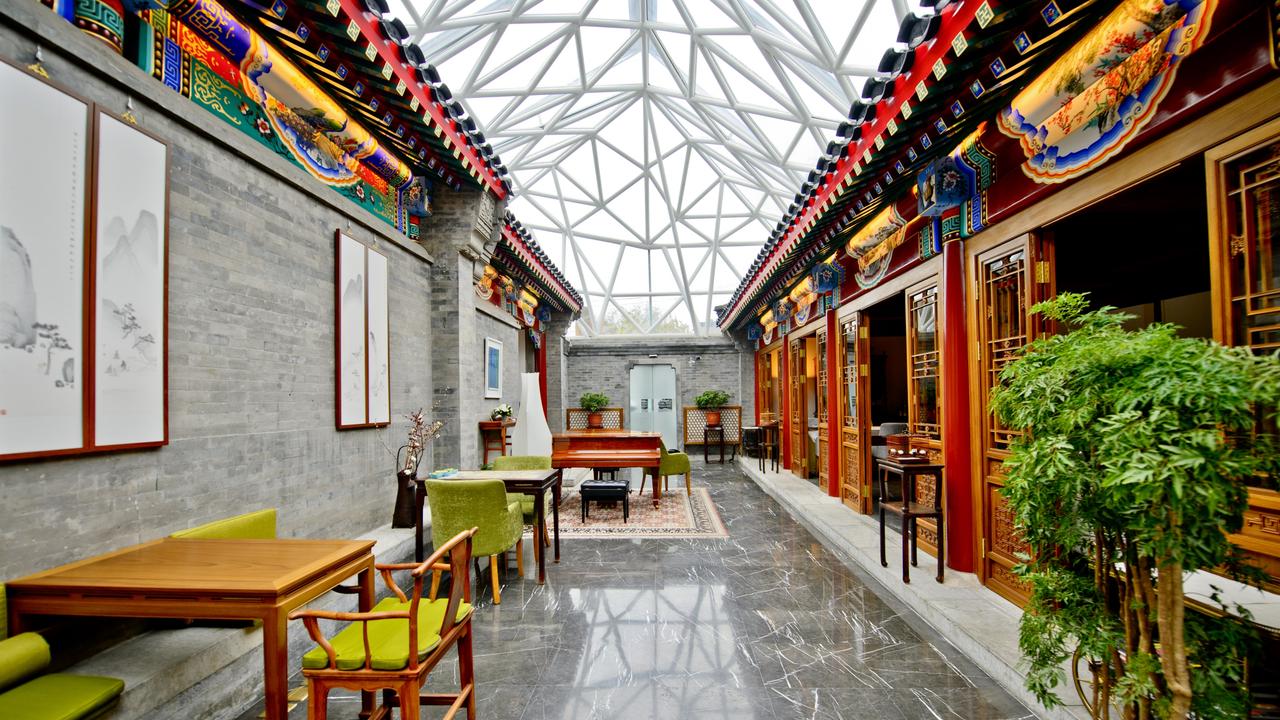 The airy lobby of Cours et Pavillons, Beijing.