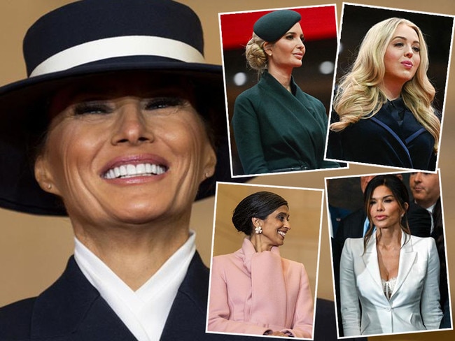 Mwlania Trump, main picture, Usha Vance, top left, Ivanka Trump, bottom left, Lauren Sanches, top right and Tiffany Trumo, bottom right. Pictures: Getty I,ages/AFP