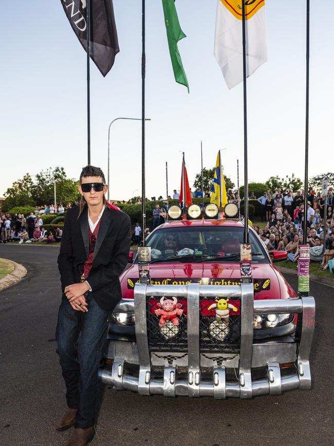 Alex Paynter arrives at Harristown State High School formal at Highfields Cultural Centre, Friday, November 18, 2022. Picture: Kevin Farmer