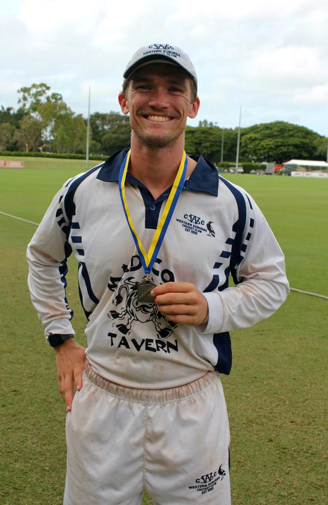 Wests cricketer Lachlan Ford with his Townsville Cricket player of the final medal. Picture: Shaantel Hampson / Western Suburbs Cricket Club Townsville