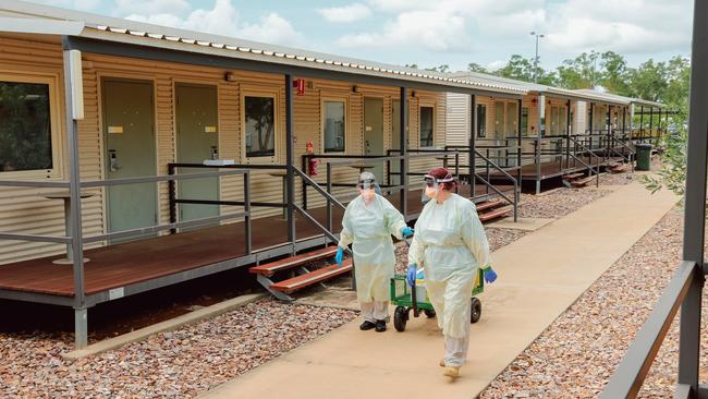 AUSMAT staff at the Howard Springs quarantine facility. Picture: Glenn Campbell via NCA NewsWire