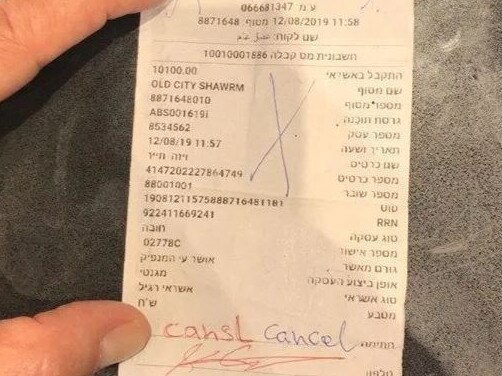 A separate receipt appears to show the transaction was cancelled.
