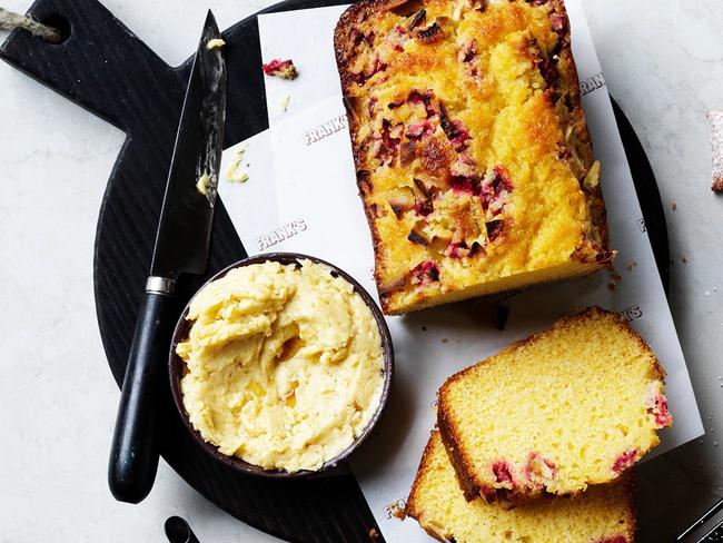 Frank’s fruit and corn loaf with whipped maple butter.