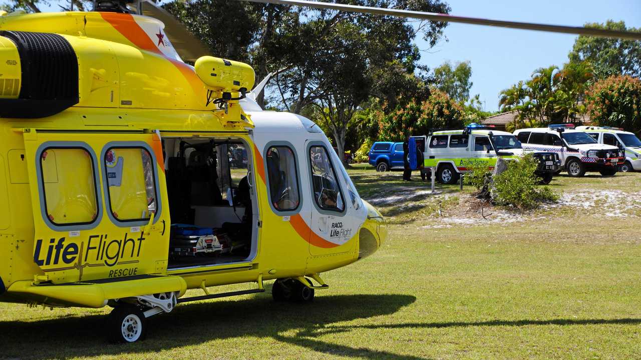 A YOUNG boy has been airlifted to hospital after he was run over by a four-wheel-drive on the beach at Inskip Point this morning. Picture: LifeFlight Meida