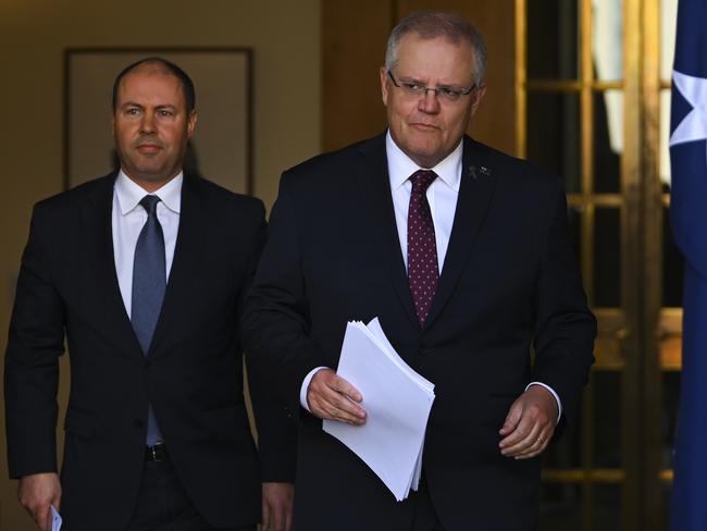 Prime Minister Scott Morrison and Treasurer Josh Frydenberg have given an economic update. Picture: AAP