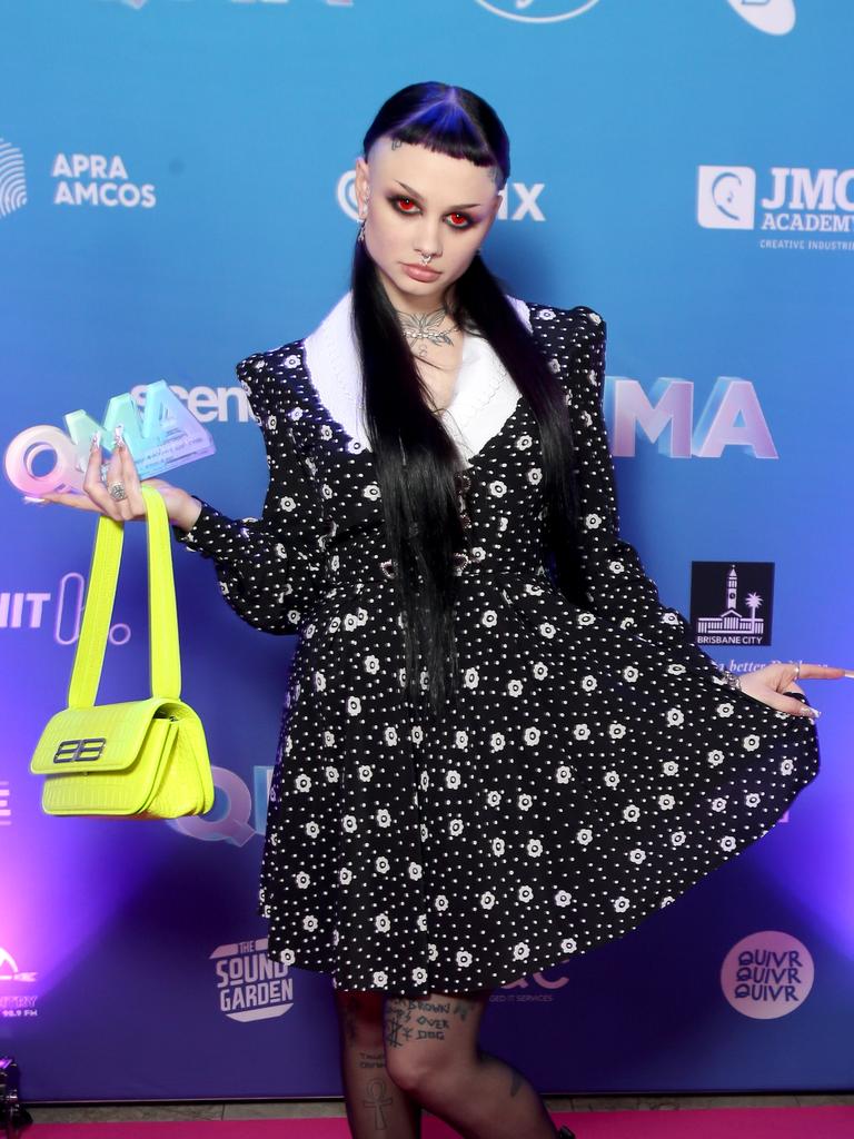 zheani on the 2022 Queensland Music Awards red carpet at The Fortitude Music Hall in Brisbane. Picture: Steve Pohlner