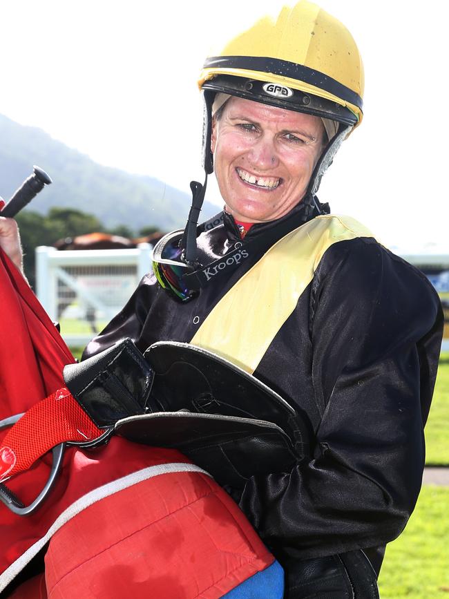 Jockey Bonnie Thomson wins Race 5 at Cannon Park, riding Barwon. The general public are not permitted to attend horse races due to the government restrictions in place to reduce the spread of coronavirus. PICTURE: BRENDAN RADKE.