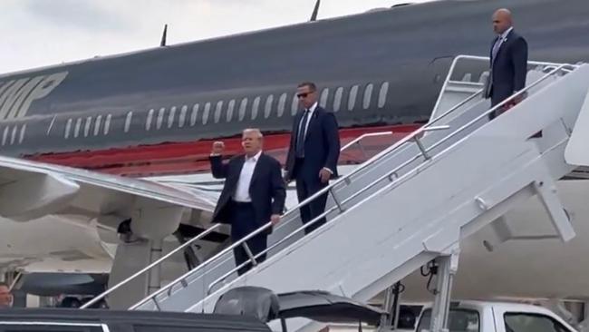 Trump lands in Wisconsin for the 2024 Republican convention. Picture: X@DanScavino