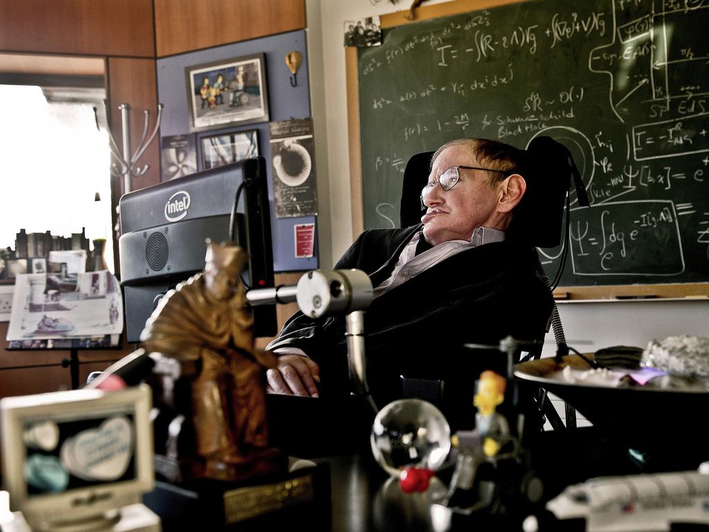 Professor Stephen Hawking sits in his office at University of Cambridge, Cambridge, England, 12/2011. Hawking is Director of Research for the Department of Applied Mathematics and Theoretical Physics and founder of the Centre for Theoretical Cosmology. Picture: Supplied