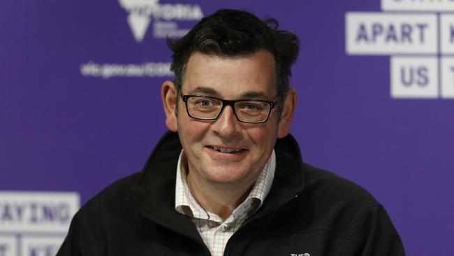 Victorian Premier Daniel Andrews speaks to the media on October 18, 2020 in Melbourne. Picture: Getty