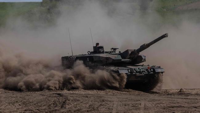 A Polish Leopard tank takes part in a military exercise, in Nowogard, Poland. Picture: AFP.