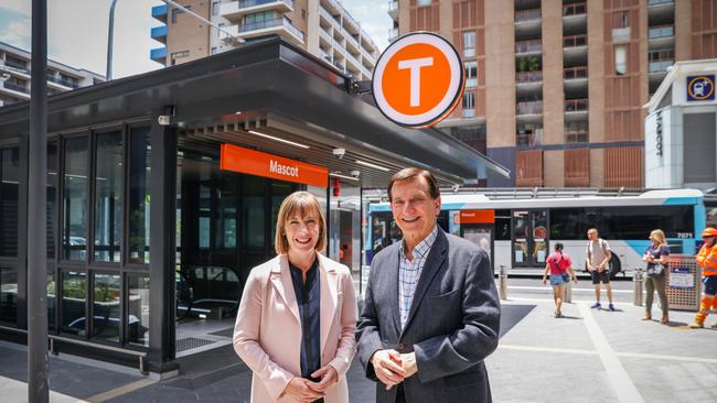 Transport Minister Jo Haylen and Heffron MP Ron Hoenig inspected the new entrance at Mascot Station on Sunday.